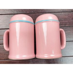 2PC MCM Rio Century Stoneware Japan Pink Blue Teal Vintage Salt & Pepper Shakers